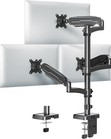 MOUNT PRO Triple Monitor Mount for Max 32" Computer Screen, Adjustable 3 Monitor Desk Mount, up to 19.8lbs Each, Three Display Arm with Tilt Swivel Rotation, VESA Mount 75x75/100x100mm