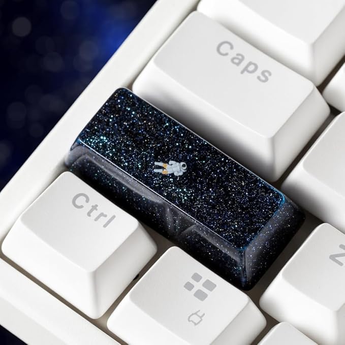Galaxy Astronauts Artisan Keycap R1 SA Profile Custom Astronauts Keycaps 2.25 Shift Space Explorer Handmade Gaming Resin Key Cap Cherry MX Switch Compatible Mechanical Keyboard Space Lover Gift