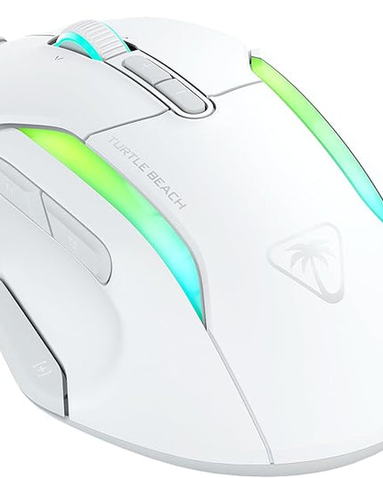 Turtle Beach Kone II Wired RGB Gaming Mouse, 26000 DPI Optical Sensor, 100M Click Life Optical Switches, 23 Customizable Inputs, Ergonomic Design, 4D Scroll Wheel, Pure PTFE Glides – Arctic White