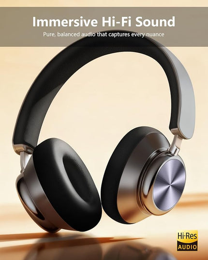 Wentronic Y03 Bluetooth Headphones Wireless Active Noise Cancelling Over Ear Headphones 48 Hours Playtime High Sound Quality 6 EQ Music Mode Headphones with Soft Ear Cushion - Grey