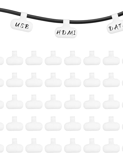 40Pcs Write On Wire Labels, White Hook and Loop Cable Labels Cord Tags for Classify Identification 1.5'' x 0.71'' Wire Tags for Electronics, and Computers Cable Management