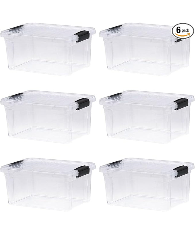 Superio Storage Bins with Lids- 6 Pack, 6.6 Qt Clear Boxes for Organizing, Stackable Plastic Containers- BPA Free, Non-Toxic, Odor Free, Organizer for Home, Office, Dorm