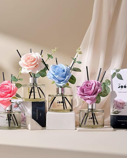 396 st. Rose Flower Reed Diffuser, Baby Powder, 200ml(6.7oz) / Reed Diffuser Sets, Home Fragrance, Scented Oils, Home & Bathroom Décor