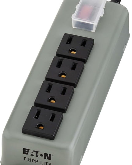 Eaton Tripp Lite series 4-Outlet Heavy Duty Power Strip, Metal, Mountable (Wall Mount & Under Desk), 6ft Extension Cord, On/Off Switch Cover, Industrial Garage Shop Work Bench Applications (UL603CB-6)
