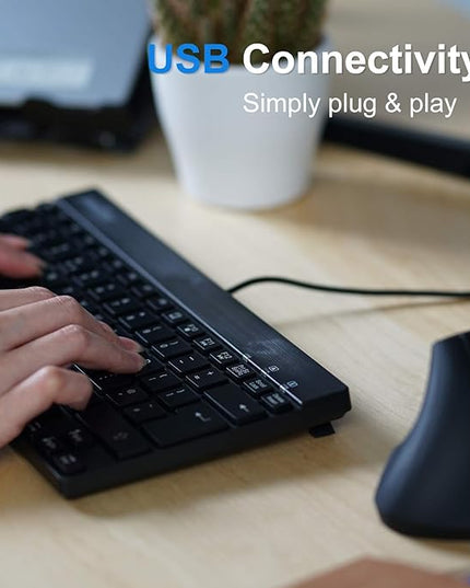 Perixx PERIBOARD-426 Wired Mini Low Profile Keyboard (Wired USB), US English Layout (11665)