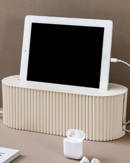 Cable Management Box,Desk Cord Organizer with Groove Cover,Plastic Cord Hider Box,Large Cable Box Organizer,Power Socket Management for TV/Computer/Router/Games Console Cable Storage (White)