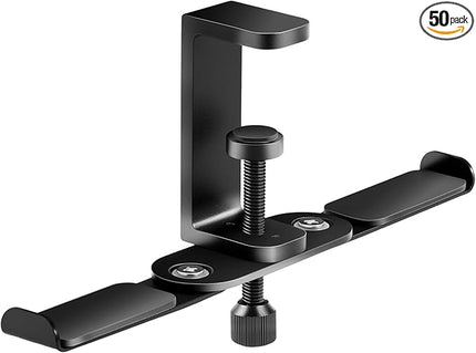 blingwider 2 Hooks Aluminum Foldable Headphone Holder for Desk, Headset Stand for Desk,Backpack Holder Hook for Desk,Table Bag Hook,Under Desk Clamp Hook for Gaming PC Accessories,Black