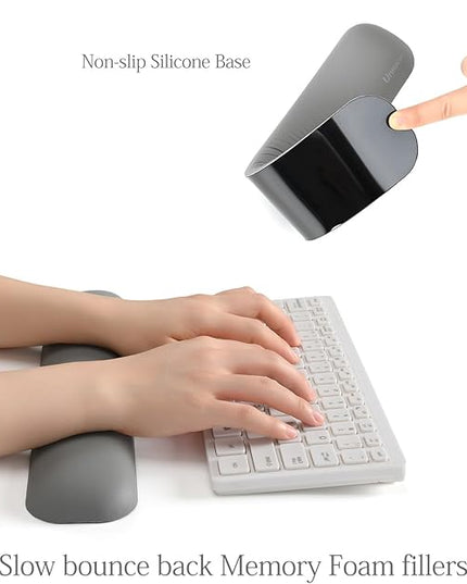 UnivoColors Design-Wave Keyboard Wrist Rest, Artificial Sheepskin+Memory Foam+Ergonomic+Anti-Slip Gel, Resilience Support During Work and Gaming,Keyboard Accessory,Grey
