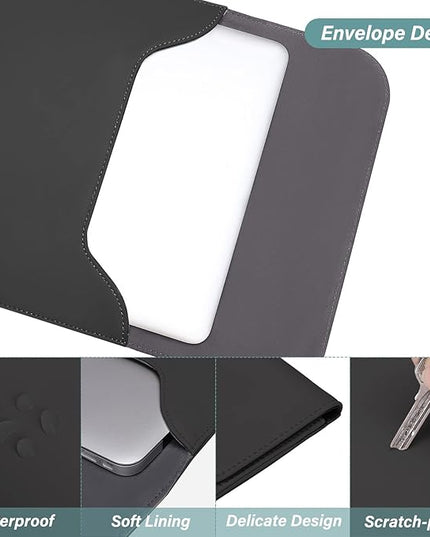 MOSISO Laptop Case 13 inch, 13 inch Laptop Sleeve Compatible with MacBook Air M4 M3 M2 M1 2025-2018 / Pro M2 M1 2025-2016, Faux Suede Leather Case with Small Bag, Black