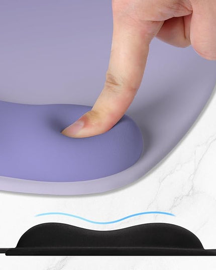 ITNRSIIET Ergonomic Mouse Pad, Cushioned Gel Wrist Rest, Non-Slip Base, Smooth Surface, Compatible with All Mice for Office & Gaming, Desk Accessory, 9.5 x 8.2 inch, Purple Gradient