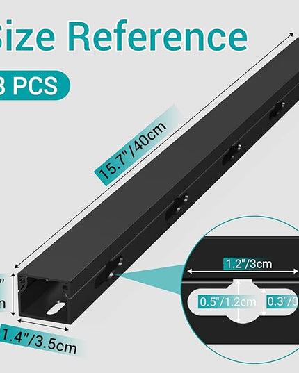 Cable Raceway - Magnetic Cable Management Under Desk with Upgraded Aesthetic Large Hole, Cord Organizer Kit for Hiding Computer, Gaming Desk, Network, Power Cord, TV - 8PCS 8x15.7in Black