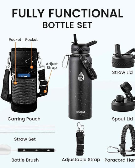 40oz Insulated Water Bottle, Triple Wall Vacuum Stainless Steel Water Bottles - Keeps Cold 48H, Reusable Metal water flask Jug for Gym, Sports, Camping, Hiking,Travel, Starry Sky-Black