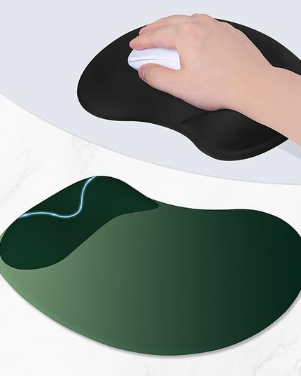 ITNRSIIET Ergonomic Mouse Pad, Cushioned Gel Wrist Rest, Non-Slip Base, Smooth Surface, Cute Multi-Color, 9.5 x 8.2 in, Deep Green Gradient