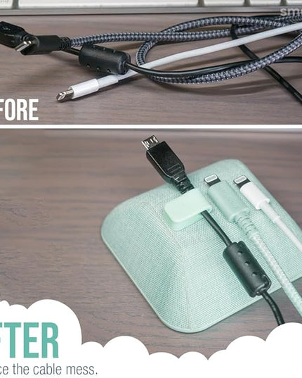 Smartish® Magnetic Cord Holder - Cable Wrangler Organizer with Magnet Clips for Charger Management on Desktop, Nightstand, or Side Table for All Cables, USB-C, Lightning Cables - Teal Me More