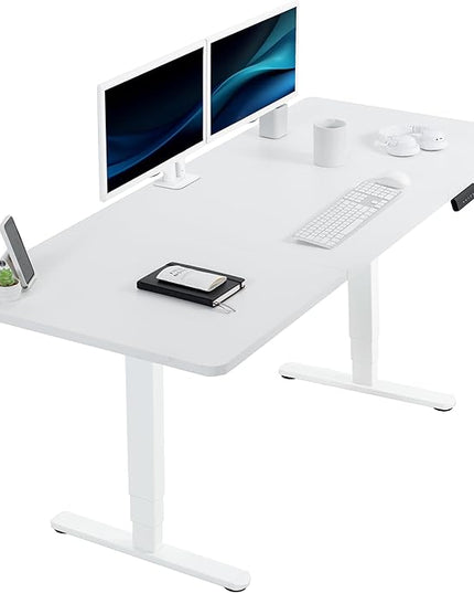 VIVO Electric 71 x 30 in Dual Motor Sit Stand Desk, Memory Height Adjustment, 2B Series, White Top White Frame, DESK-KIT-2W7W