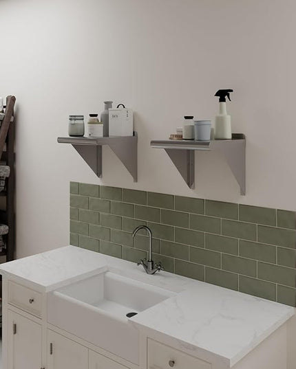 AmGood 12 in. x 12 in. Stainless Steel Wal Mount Shelf. Commercial/Home. Kitchen, Restaurant, Garage, Laundry, Utility Room. NSF