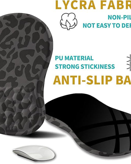 Hokafenle Ergonomic Mouse Pad Wrist Support, Wrist Rest Mousepad for Carpal Tunnel Pain Relief with Integrated Memory Foam Slope Massage Bulge (11.8x7.9 inch,Black Leopard