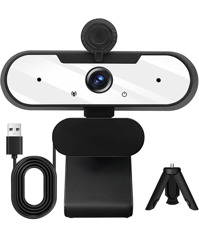 USB HD 1080P Video Webcam and Wide Angle Camera with Built-in Microphone and Rotatable Tripod,for Laptop Computer or Desktop PC,Great for Live Streaming.Calls.Video Conferencing -1 (White)