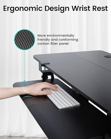 NearHub Large Keyboard Tray Under Desk Slide Out with Extra Sturdy C Clamp Mount System,26'' (30'' including Clamps) x11 Slide-Out Keyboard Drawer Under Desk for Typing,Keyboard Mouse Tray,Black