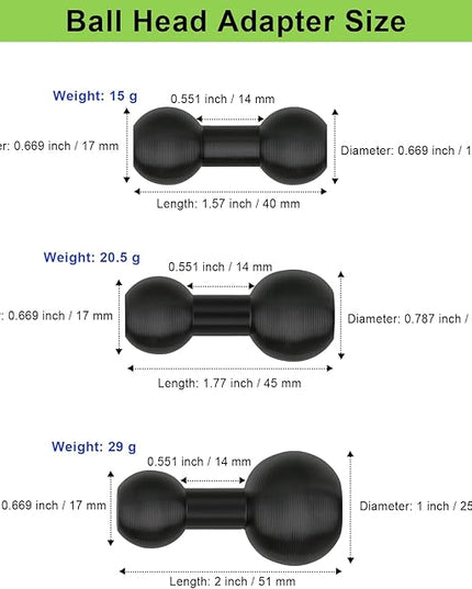 Tablet Holder with 3 Ball Adapters,Aluminum Alloy 17 mm to 17 mm/17 mm to 20 mm/17mm to 25 mm Ball Joints,Compatible with 17mm/20 mm/25 mm Size Ball Socket Mount (25 mm Compatible with RAM Mounts)