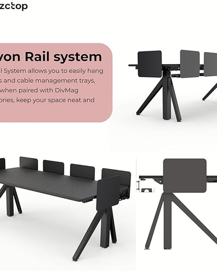 DEZCTOP Revon Elite Electric Standing Desk, 71" x 31.5" Large Work Surface, Height Adjustable (25.6"-51.2"), Sturdy Keel Frame, with Magnetic Modular System, Anti-Collision, Ash Black for Home Office
