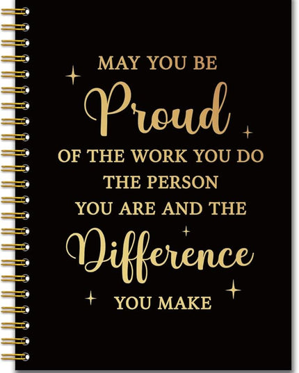 YAZMEEN Thank You Black Gold Spiral Notebook（160 Pages） May You Be Proud of The Work You Do Blank Hardcover Notebook Employee Appreciation Gift Inspirational Gift Retirement Leaving Gift for Coworker