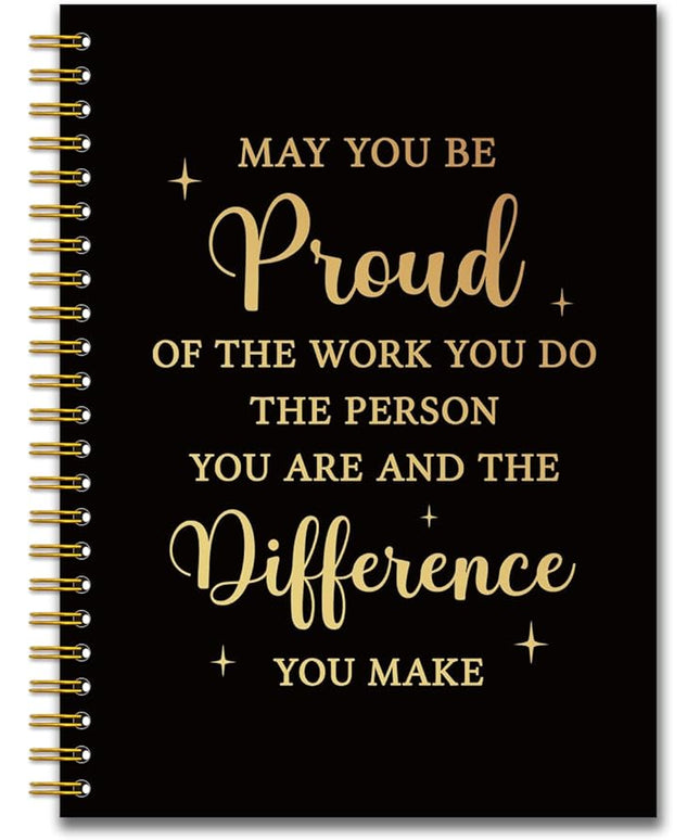 YAZMEEN Thank You Black Gold Spiral Notebook（160 Pages） May You Be Proud of The Work You Do Blank Hardcover Notebook Employee Appreciation Gift Inspirational Gift Retirement Leaving Gift for Coworker