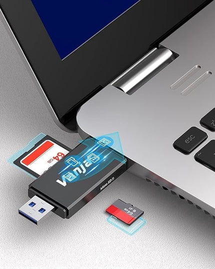 Vanja SD Card Reader, USB 3.0 & USB C Dual Slots Micro SD Card Adapter, Memory Card Reader for SD, SDHC, SDXC, microSDHC, microSDXC | Compatible with iPhone 17/16/15 Series, Android, Windows/macOS