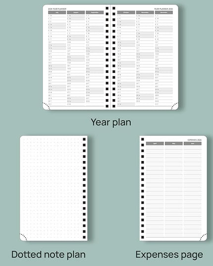 POPRUN Pocket Planner 2025-2026 (Spiral Hardcover - 4''x 6.25''), Daily Weekly and Monthly (July 2025 - June 2026) with Hourly Time Slots, for Purse, 100 GSM - Violet