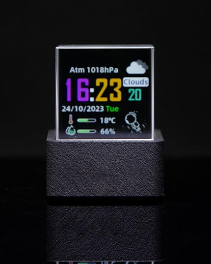 Hamwesh LED Holographic Photo Display, WiFi Smart Weather Station Digital Time Clock with GIF Animations and Custom Photo Album Player Creative Cool Desktop Decor for Car
