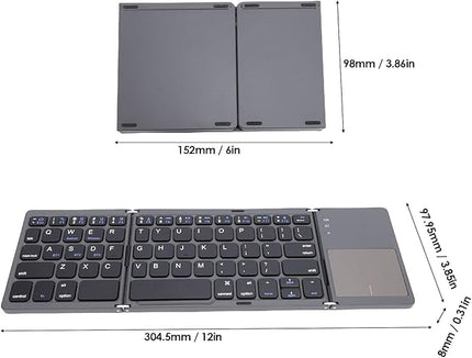 Tangxi Foldable Wireless Keyboard, Rechargeable Keyboard with Touchpad, Auto Sleep & Wake, Slim Pocket Folding Key Board for Android Wins iOS Tablet & Laptop (Grey)