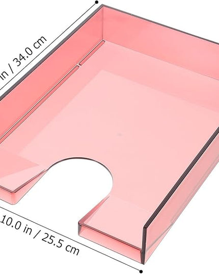 Stackable A4 Document Storage Box with Lid, Plastic File Organizing Case for Office Desktop Filing and Paper Holder
