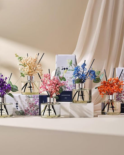 396 st. Preserved Baby's Breath Flower Reed Diffuser, Red Rose, 200ml(6.7oz) / Reed Diffuser Sets, Home Fragrance, Scented Oils, Home & Bathroom Décor