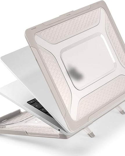Batianda Extreme Heavy Duty Case for New MacBook Air 13.6 inch 2025 M4 2024 2022 A3240 A3113 A2681 - Anti-Slip Rubberized Stand (Holds 25lbs) Honeycomb Exoskeleton Max Cooling & Stability - Rock Gray