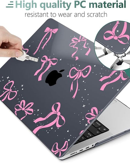 DONGKE Case for M5 MacBook Pro 14 inch 2025 2024-2021 M4 M3 M2 M1, Plastic Hard Shell Cover Compatible with A3434 A3112 A3401 A3185 A2992 A2779 A2442, Retina XDR Display & Touch ID, Bows & Stars