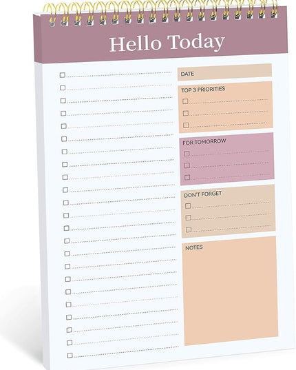 Taja To Do List Notepad - To Do List Notebook for Work with 52 Sheets, 9.8" x 6.5", Undated Daily Planner Perfect for Daily Tasks and Goal Setting, Notepad Suitable for Office, Home & School - Purple