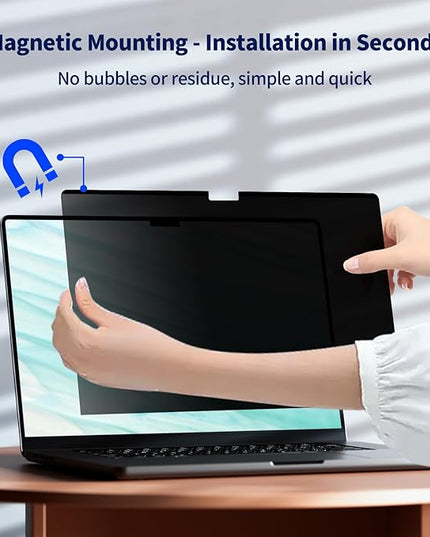 Magnetic Laptop Privacy Screen 16 Inch 16:10, Removable Matte Anti Glare Blue Light Filter - Computer Privacy Shield for 16" with 1920x1200 Resolution Laptop