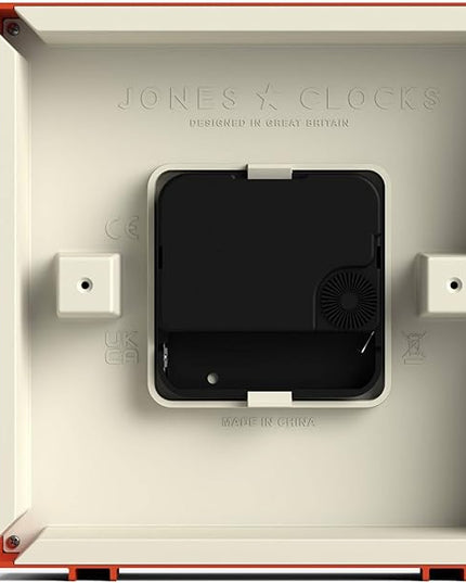 JONES CLOCKS® Disco Desk Clock | Sleek Square Design | Orange | Stylish and Easy to Read for Shelf, Table, Mantel or Bedside