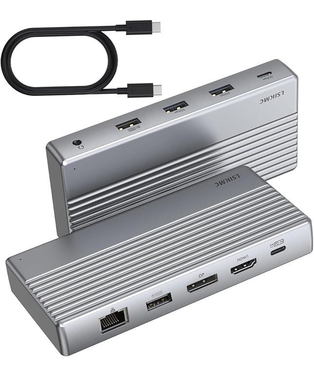 Dual Monitor Docking Station 4K@60Hz, USB C Laptop Docking Station with HDMI 4K, DP(4K@144Hz), 87W PD, Ethernet, 4USB/3.5Audio,usbc hub for HP/Dell/Lenovo Laptops