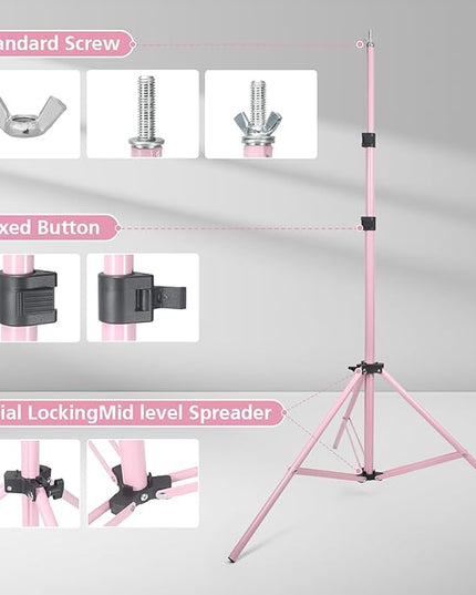 Backdrop Stand 10x7ft(WxH) Photo Studio Adjustable Background Stand Support kit with 2 Crossbars, 6 Clamps, 2 Sandbags and Carry Bag for Parties, Events Decoration, Wedding, Photography (Pink)