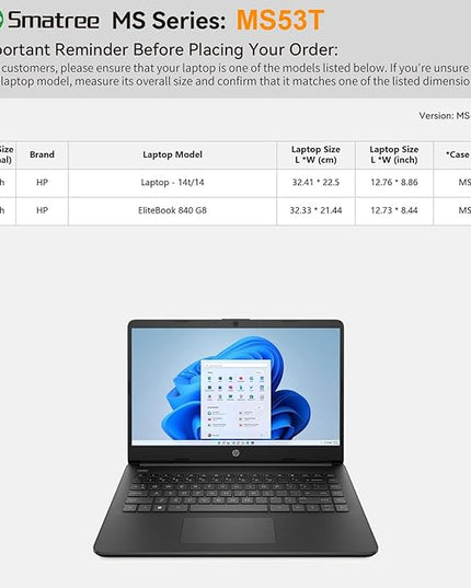 Smatree MS53T Hard EVA Protective Sleeve Case with Stand Compatible for 14 inch HP Laptop-14t/14, for 14 inch HP EliteBook 840 G8