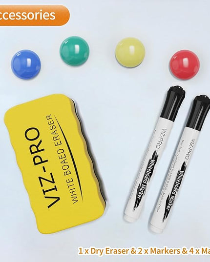 VIZ-PRO Magnetic Whiteboard/Dry Erase Board, 36 X 24 Inches, Includes 1 Eraser & 2 Markers & 4 Magnets