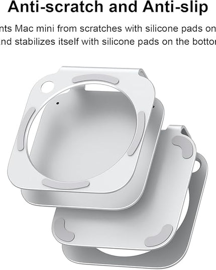 Qwiizlab Aluminum Stand for 2024 Mac mini M4/M4 Pro, Convenient Acess to Power Button, Anti-Scratch, Anti-Slip, Avoid Overheating, Durable and Sturdy Design (Silver)