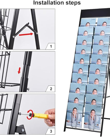 magazine display stand Double A4 width 10 layer brochure display stand for trade show and Public areas (Double A4 width)
