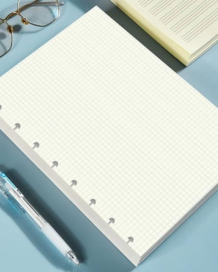A5 TUL Discbound Grid Refill Paper, 8-Disc Discbound Graph Paper, 100Sheets / 200Pages Loose-Leaf Grid Paper, 100gsm White Paper, 5.8 x 8.3 in
