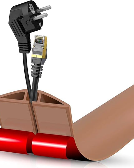 Floor Cord Cover Self Adhesive Cord Hider,3.3FT Cable Management, Extension Strip Protector for Wires, Prevent Cable Trips for Offices, Gyms, Exhibitions Cavity:0.47"(W) x 0.35"(H) Brown