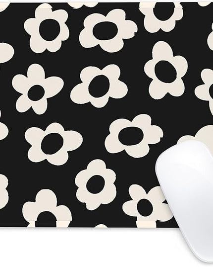 White Flowers Square Mouse Pad,Non-Slip Rubber Base Mouse Pad,Home Office Decoration Desktop Accessory,Laptop Mouse Pad for Office Laptops,9.4x7.8x0.12in