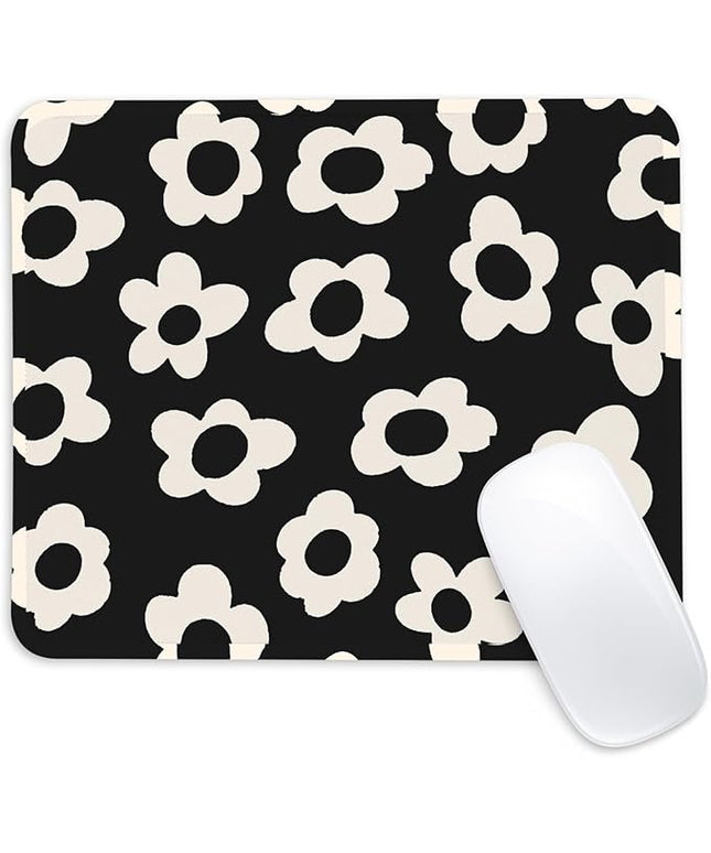 White Flowers Square Mouse Pad,Non-Slip Rubber Base Mouse Pad,Home Office Decoration Desktop Accessory,Laptop Mouse Pad for Office Laptops,9.4x7.8x0.12in