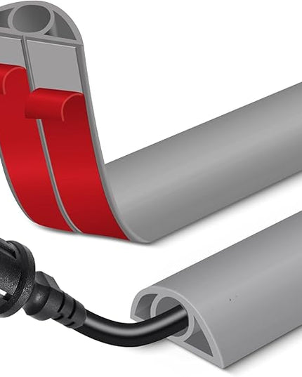 Floor Cord Cover for Wires on Floor Self Adhesive Cord Hider Floor Cable Management Wire Covers for Cords Protector Prevent Cable Trips Cord Cavity W 0.32" x H 0.32", Gray, 3.3Ft
