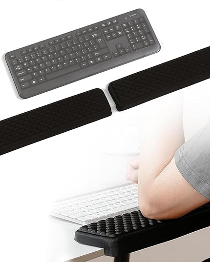 Arm Rest for Desk, 2-PCs L-Shaped Memory Foam Elbow Keyboard Wrist Pads with Non-Slip Base, Ergonomic Desk Edge Cushion & Wrist Rest for Computer Keyboard, Office and Home Use